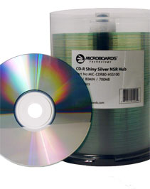 microboards shiny silver lacquer hub printable cd-r